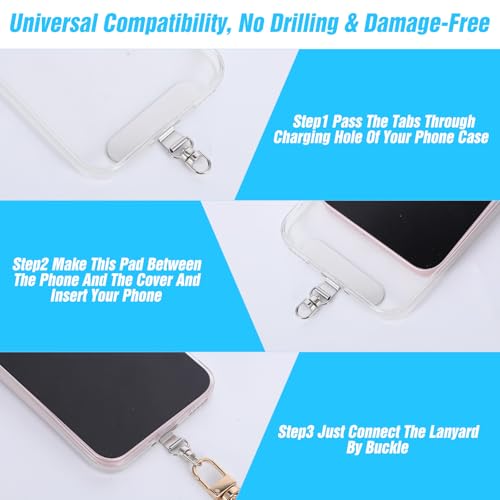 WJAAA 8Pcs Lanyard Tab, 360° Rotating Phone Tether Tab