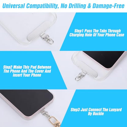 WJAAA 8Pcs Lanyard Tab, 360° Rotating Phone Tether Tab