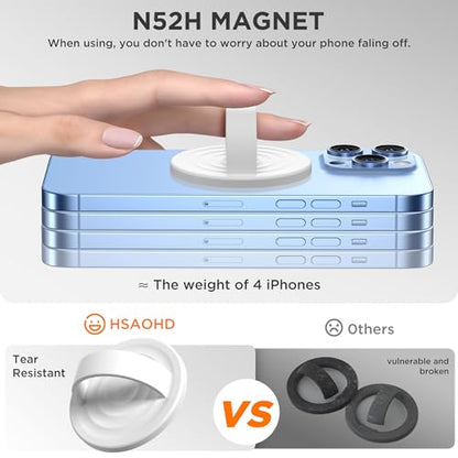 Upgraded Magnetic Phone Grip, Liquid Silicone Soft and Portable, Removable Finger Loop Ring Grip Holder for iPhone, Strong Magnetic Attraction, Compatible with MagSafe Phone Case, White - color: White