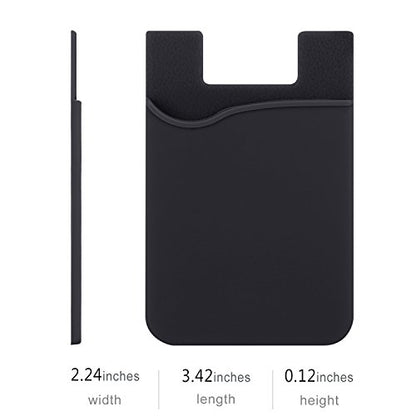 Adhesive Phone Card Holder,Phone Wallet Stick On Card Holder Back of Phone | 3 Pack Silicone Credit Card Holder for Phone Case,Sticky Wallet Pouch Business Card Sleeve for iPhone 17,iPad,Galaxy,Android - color: Black,Black,Black
