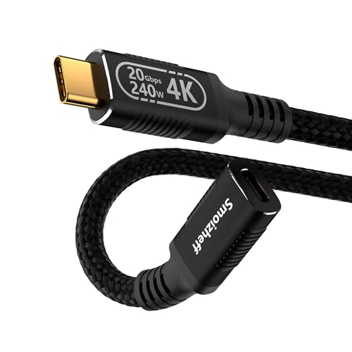 USB C Extension Cable 1.65ft/0.5, 20Gbps USB 3.2 Gen 2 & 240W PD Fast Charging Cord, 4K@60Hz Video, Nylon Braided Male to Female Extender for Laptop,Tablet,SSD,Monitor - size: 1.65ft/0.5m