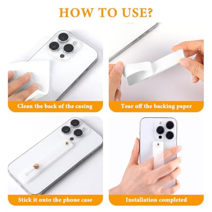 2-Pack White Silicone Phone Strap with Kickstand - Versatile Grip & Holder for Most Phones and Cases (Black * 2) - color: Black * 2