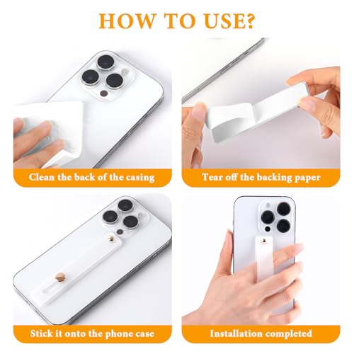 2-Pack White Silicone Phone Strap with Kickstand - Versatile Grip & Holder for Most Phones and Cases (Black *1 + White * 1) - color: Black *1 + White * 1