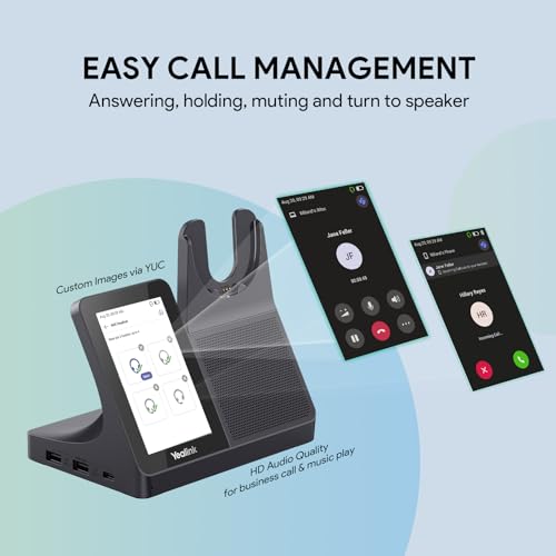 Yealink WH64 Workstation DECT Wireless Headset with 4" Touch Screen,3x Noise Cancelling Mic, 606ft Range,All in One Workstation with Speaker,3x USB Hub Office Headset for Desk Phone,Computer,Cellphone - style: WH64 Workstation Mono Teams