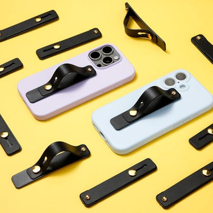 Weewooday 15 Pcs Phone Grip Strap Telescopic Finger Strap Stand,Black - color: Black