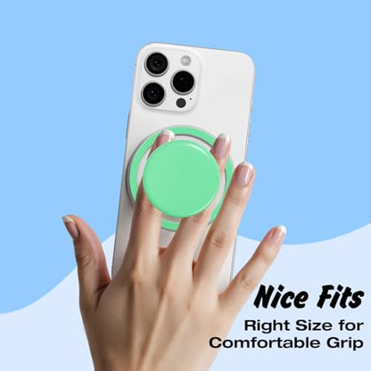 Svanove Magnetic Cell Phone Grip Compatible with Magsafe, Collapsible Phone Stand Holder Round Expanding Kickstand for iPhone Samsung Mobile Phones, Cute Soft Silicone Glossy Jelly, Mint Green - color: Mint, style: Magnetic