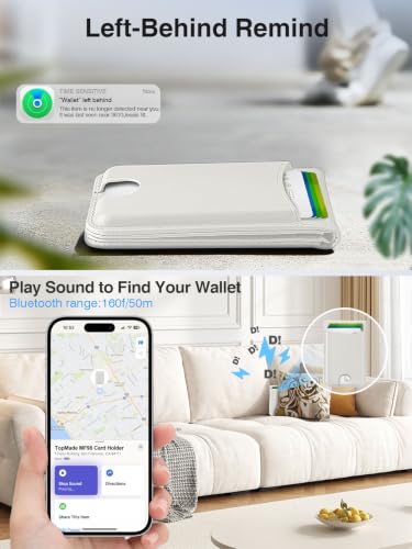 TopMade for MagSafe Wallet Works with Find My, Strongest Magnetic Wallet - color: White