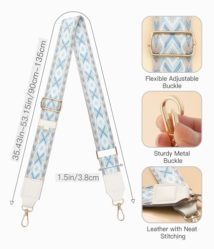 TiMOVO Clip and Go Phone Strap Crossbody with Leather Wallet, Adjustable Anti-Theft Lanyard with Pouch for Most Phone Case - color: Rhombus Blue