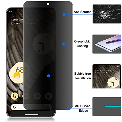 for Google Pixel 7 Pro Privacy Screen Protector, [Case Friendly] [Anti-Scratch] Flexible TPU Film for Pixel 7 Pro (6.7"), Full Adhesive, No Bubble, Touch Sensitive, 3D Curve Fit
