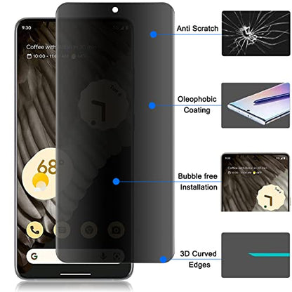 for Google Pixel 7 Pro Privacy Screen Protector, [Case Friendly] [Anti-Scratch] Flexible TPU Film for Pixel 7 Pro (6.7"), Full Adhesive, No Bubble, Touch Sensitive, 3D Curve Fit