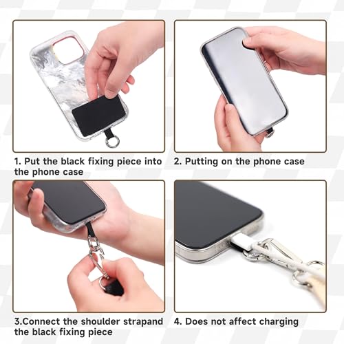 FUVLIFE Cell Phone Lanyard Crossbody, Clip and Go Phone Strap with Wallet - color: Modern Geometric