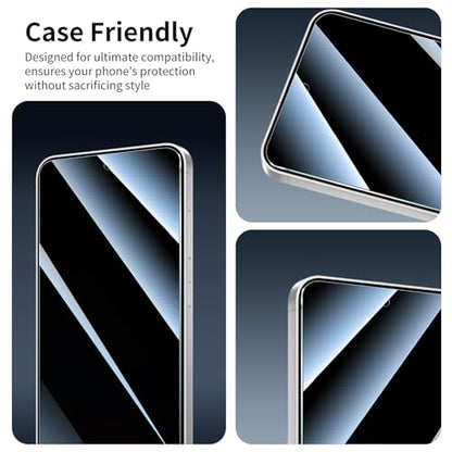 Privacy Screen & Camera Lens Protector for Samsung Galaxy S24 FE, Anti-Spy Tempered Glass, Dark Private Black Protection, 9H Hardness Anti-Scratch 2.5D Curved Edges Case-Friendly, 3 Pack Each - color: S24 FE Black