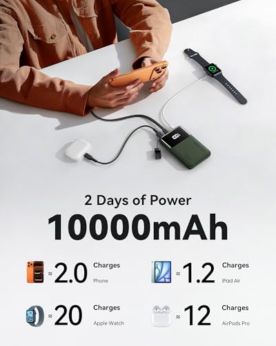INIU Power Bank, Compact 10000mAh 45W PD Fast Charging Portable Charger - color: Green