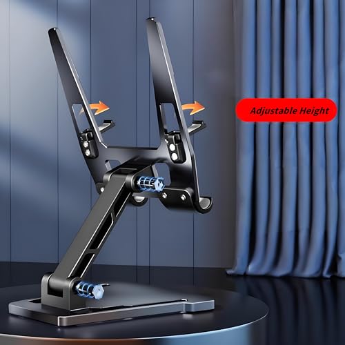 iPhone Android Tablet Holder Desktop Stand, Dual Rod Adjustable & Rotatable Carbon Steel, Compatible with 4.7-16.5" iPads,Tablets, Portable Monitors, Kindle.