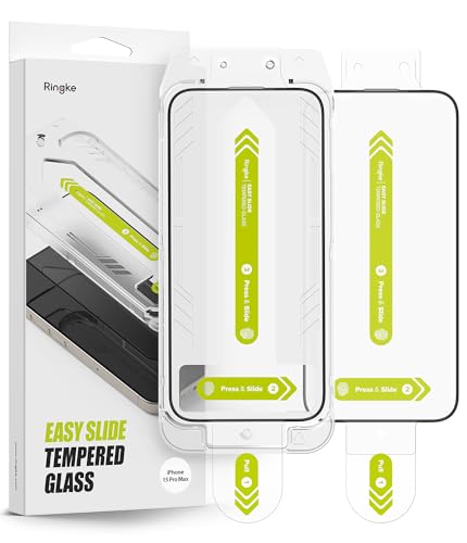 Ringke for iPhone 15 Pro Max Screen Protector [Easy Slide, 2 Pack]