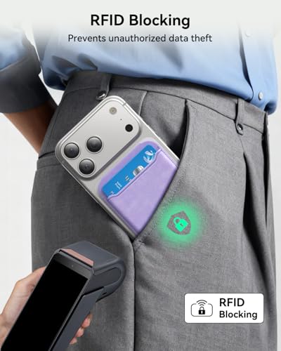 for MagSafe Wallet, Works with Apple Find My,5 Card Holder with Stand, Magnetic Phone Wallet Stand for iPhone 17/16/15/14/13/12 Pro Max Air Plus, RFID Blocking Vegan Leather,Purple - color: Findmy Purple