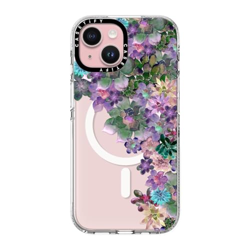 CASETiFY for iPhone 15 Case - Impact Clear Compatible with MagSafe | Not Yellowing | 6.6 ft. 3X Military Grade Drop Protection | MY SUCCULENT GARDEN | Clear - color: MY SUCCULENT GARDEN, size: Iphone 15 (6.1")