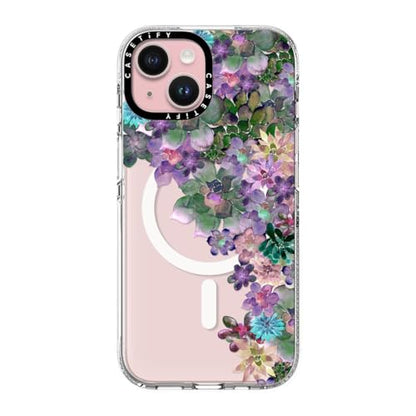 CASETiFY for iPhone 15 Case - Impact Clear Compatible with MagSafe | Not Yellowing | 6.6 ft. 3X Military Grade Drop Protection | MY SUCCULENT GARDEN | Clear - color: MY SUCCULENT GARDEN, size: Iphone 15 (6.1")