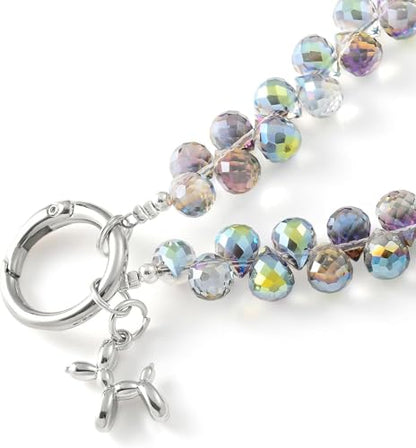 richginker Crystal Beaded Phone Wrist Strap with Tether Tab, Dark Purple - color: Dark Purple