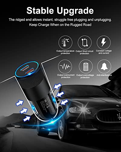 60W USB C Car Charger, 2Pack USB C Cigarette Lighter Adapter Fast Charging