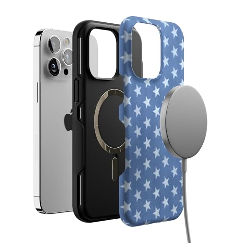 Casely iPhone 14 Pro Max Case | Coastal Blues | Denim Stars | Bold Protective Design | Compatible with MagSafe - color: Coastal Blues | Denim Stars