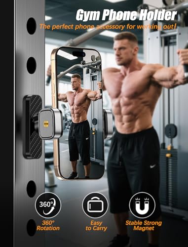 MOKPR Gym Magnetic Phone Holder【Strong Magnets】 360 Adjustable Gym Mount - color: Grey Black