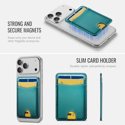 for Magsafe Wallet Magnetic Card Holder RFID Blocking, Bluish Green - color: Bluish Green