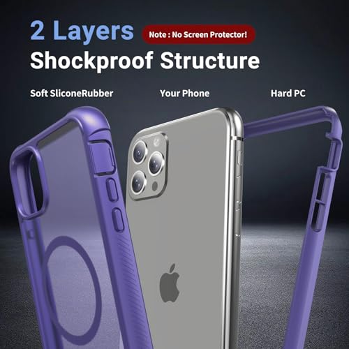 Magnetic for iPhone 11 Pro Max Case Heavy Duty Protection Dark Purple | Compatible with MagSafe,Military Grade Drop Protection,Translucent Matte,Non-Slip,Shockproof 2-Layer Durable Bumper Case - color: Dark Purple, size: iPhone 11 Pro Max