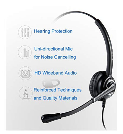 MAIRDI Cell Phone Headset with Microphone Noise Canceling, PC Laptop Headset 3.5mm Jack for Office Work, Phone Headset for iPhone Computer Samsung Androids Tablets Skype Teams Video Conference