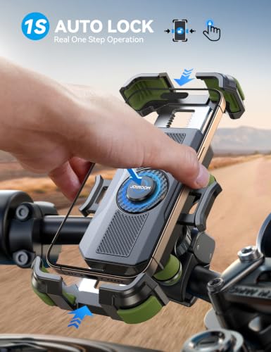 JOYROOM Motorcycle Phone Mount Holder with Dual Vibration Dampener - color: Green