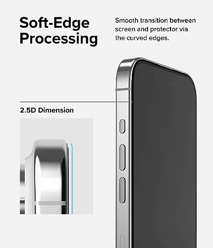 Ringke for iPhone 15 Pro Max Screen Protector [Full Cover Glass] | Custom-Fit Installation Tool, Case Friendly Shatterproof Premium 9H Hardness Tempered Glass - size: iPhone 15 Pro Max