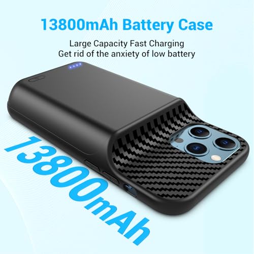 13800mAh High Capacity Battery Case for iPhone 12, 12 Pro (6.1 inch) | 2026 Upgraded Battery Pack Rechargeable Charger External Charging Case with Tempered Glass Screen Protector Black - size: iPhone 12,12 Pro (6.1 inch)