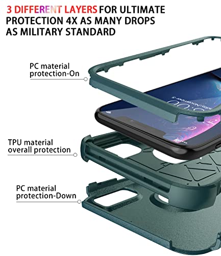 Diverbox for iPhone Xr Case [Shockproof] [Dropproof] [Dust-Proof],Heavy Duty Protection Phone Case Cover for Apple iPhone XR (Dark Green) - color: Dark Green-3in1
