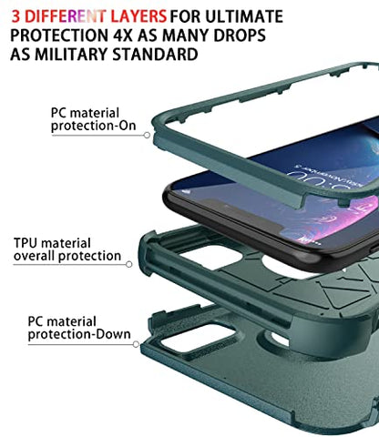 Diverbox for iPhone Xr Case [Shockproof] [Dropproof] [Dust-Proof],Heavy Duty Protection Phone Case Cover for Apple iPhone XR (Dark Green) - color: Dark Green-3in1
