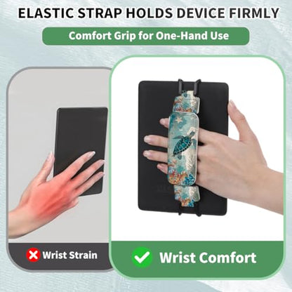 Secure Hand Strap for 6-7.5" Kindle and Tablets, Versatile Lightweight Faux Leather E-Book Grip Holder, Heavy-Duty E-Book Accessories for Reading Lover Gift (Turtle) - color: Turtle