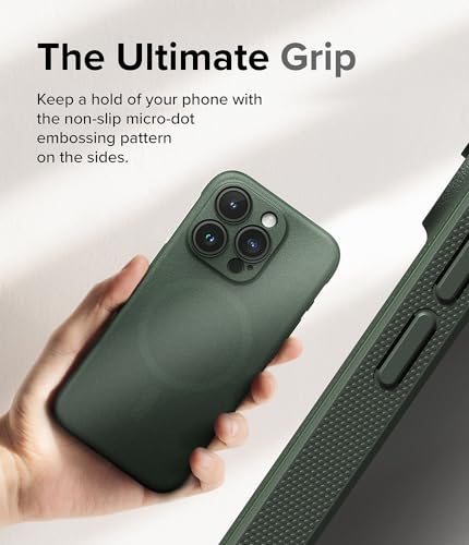 Ringke Onyx for iPhone 15 Pro Case, [Compatible with MagSafe] Oil & Dirt Resistant, Individual Lens Covers for Cameras, Non-Slip Enhanced Grip Lightweight Cover - Magnetic Dark Green | Compatible with MagSafe, Anti-Fingerprint, Slim & Lightweight, Full-Co