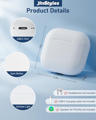 Charging Case Replacement Compatible with AirPods 4th Gen, USB-C Wireless Charger Case with Bluetooth Pairing Sync Button, 450 mAh Battery