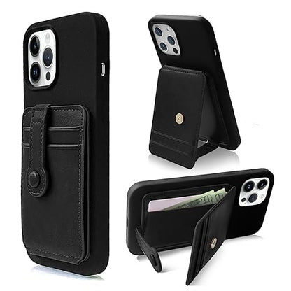 M-Plateau Phone Wallet Stick On, Card Holder With Elastic Magnetic Closure, Slim Phone Card Holder With Adhesive Compatible with iPhone 14 Case and Most Smartphone (Black) - color: Black