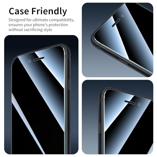 3-Pack Privacy Screen Protector for iPhone 6/6S/7/8/SE3/SE2022/SE2020, Anti-Spy Tempered Glass Film, Dark Private Black Protection, 9H Hardness, Anti-Scratch, Bubble Free - color: IP 6/6S/7/8/SE3/SE2022/SE2020 Black 3pcs