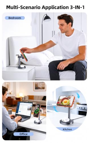 Qi2.2 25W 3 in 1 Magnetic Wireless Charging Station with TEC Active Cooling