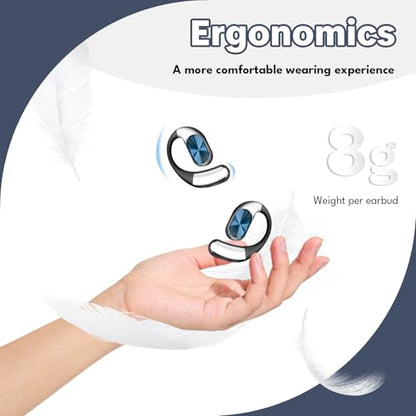 Open-Ear Headphones, Wireless Bluetooth Earbuds 360° Swivel Charging Case