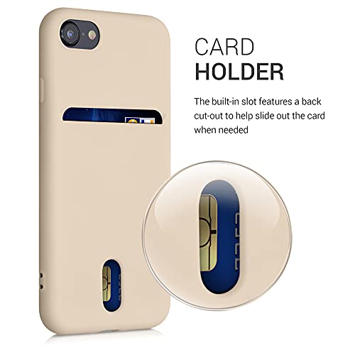 kwmobile Case Compatible with Apple iPhone SE (2022) / iPhone SE (2020) / iPhone 8 / iPhone 7 - Soft TPU Phone Cover with Card Holder and Silicone Finish - Mother of Pearl - color: mother of pearl