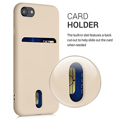 kwmobile Case Compatible with Apple iPhone SE (2022) / iPhone SE (2020) / iPhone 8 / iPhone 7 - Soft TPU Phone Cover with Card Holder and Silicone Finish - Mother of Pearl - color: mother of pearl
