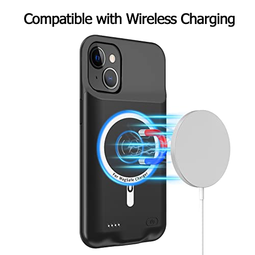 Battery Case for iPhone 13, Full Encircle 10000mAh High Capacity Rechargeable Portable Charger Case Extended Battery Pack Compatible with iPhone 13 (6.1 inch) Wireless Charging Case with Carplay-Black - size: iPhone 13 (6.1 inch)