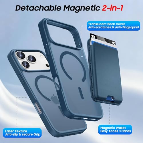 Magnetic for iPhone 17 Pro Wallet Case, Deep Blue - color: Deep Blue, size: iPhone 17 Pro