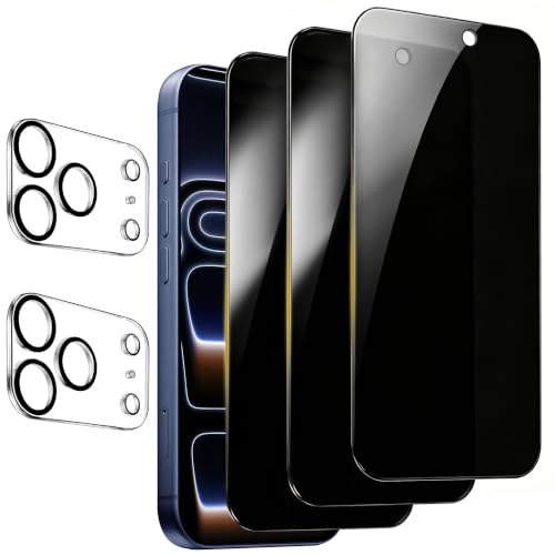 3+2 Pack for iPhone 17 Pro Privacy Screen Protector (6.3 inch) - color: For iphone 17 Pro Black