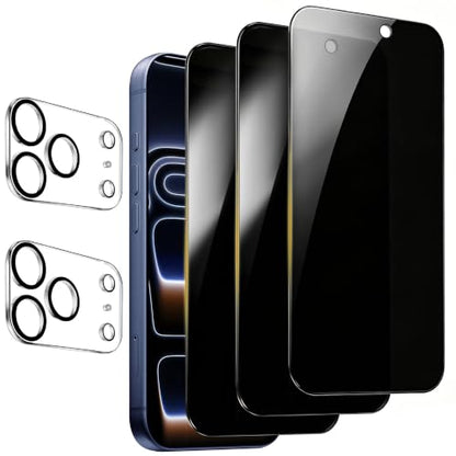 3+2 Pack for iPhone 17 Pro Privacy Screen Protector (6.3 inch) - color: For iphone 17 Pro Black