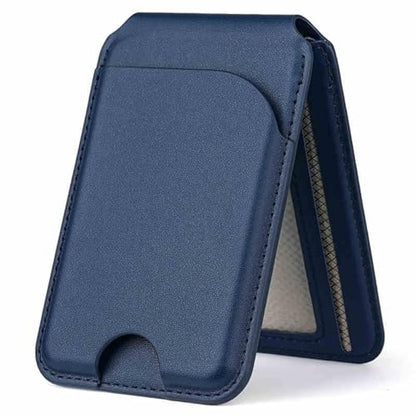 Magnetic Wallet for Mag-Safe with Adjustable Stand, 5 Card Holder, RFID Blocking,Upgraded Leather Card Holder Wallets Compatible with iPhone 17 16 15 14 13 12 Series - color: Deep Blue folding support