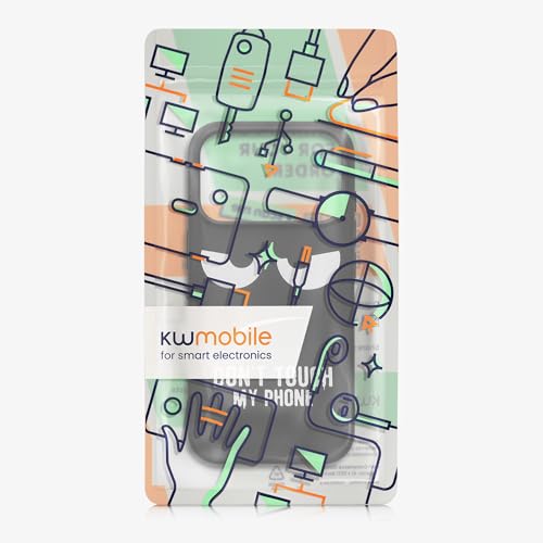 kwmobile TPU Silicone Case Compatible with Apple iPhone 17 Pro - Case Soft Cover - Don't Touch My Phone White/Black - size: iPhone 17 Pro