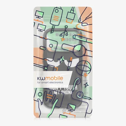 kwmobile TPU Silicone Case Compatible with Apple iPhone 17 Pro - Case Soft Cover - Don't Touch My Phone White/Black - size: iPhone 17 Pro